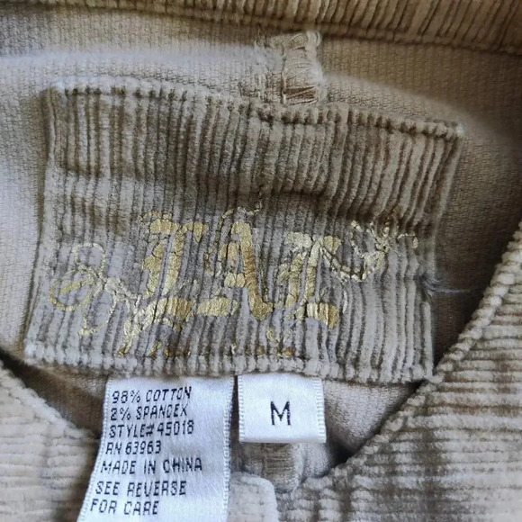 Corduroy Tan Blazer Jacket Size M Long Bell Sleeve Crochet Details Button Boho - Picture 7 of 7